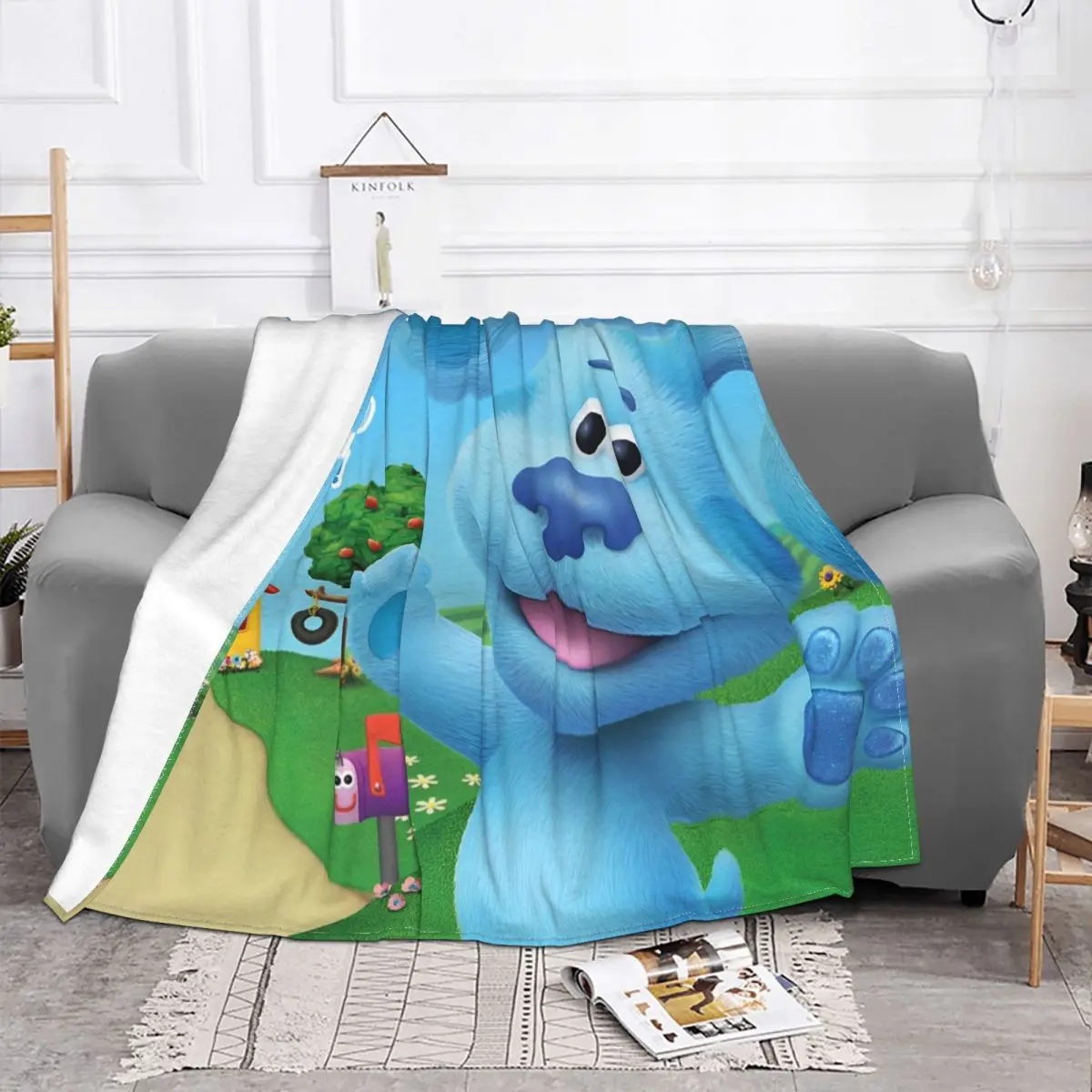 Blue's Clues Blue Dog Cartoon Blankets Cute Kids Fleece Awesome Warm Throw Blankets for Home Spring/Autumn