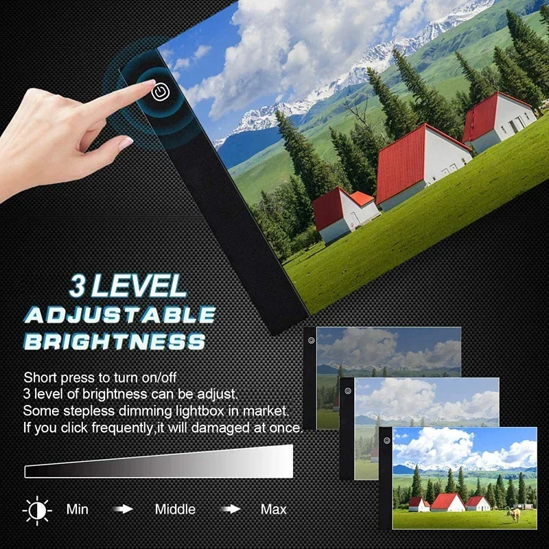وسادة إضاءة LED مقاس A4/A5 لحماية العين أسهل لبيع التطريز الماسي بثلاثة مستويات لوحة رسم قابلة للتعتيم