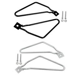 2PCS For Harley Sportster 883 Iron XL883N, Dyna Fat bob FXDF Metal Motorcycle Saddlebag Support Black/Chrome Saddle Bag Bracket