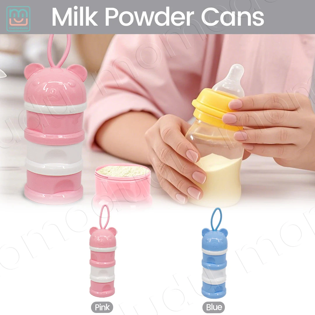 Bear Style Portable 3-Tier Formula Dispenser, Spill-Proof Design with Separate Compartments for On-the-Go Feeding