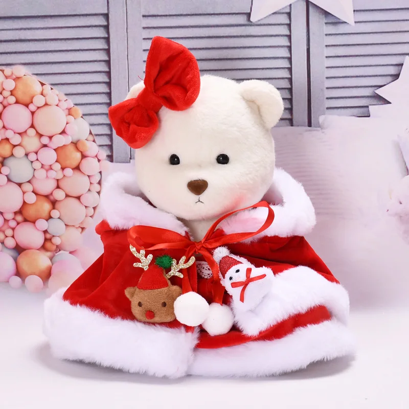 

For 30cm Lena Joint Bear Doll Clothes Christmas Outfits Medium Bear Costume Antlers Cloak Changes Doll Clothing Doll Accessories