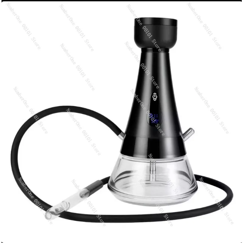 Rechargeable LED Display Electronic Hookah Water Pipe, Quick Heating Fast Hot E Shisha Pen Vaporizer for Home Bar