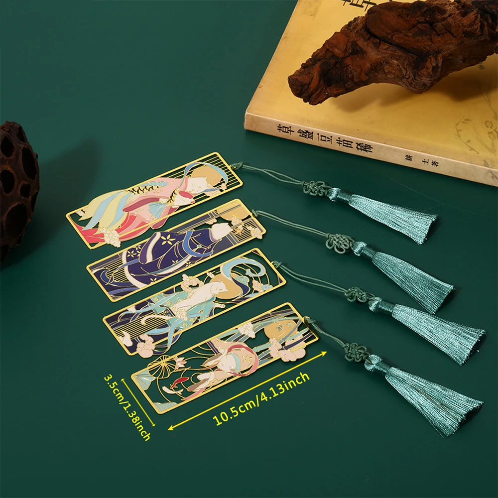 중국 스타일 금속 책갈피 술 펜던트 북 클립, 금속 페이지 마크, 학생 문구 선물, 학교 사무용품 2024