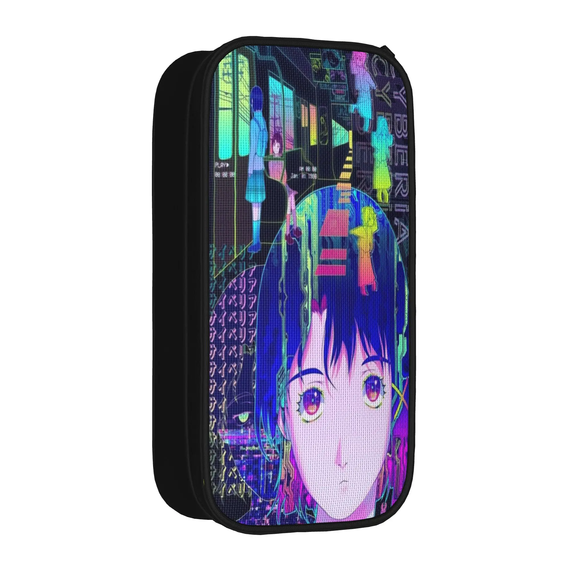 Large Capacity Pencil Case Serial Experiments Lain Lwakura  School Supplies  Double Layer Pencilcase Girl Make Up Bag Gift