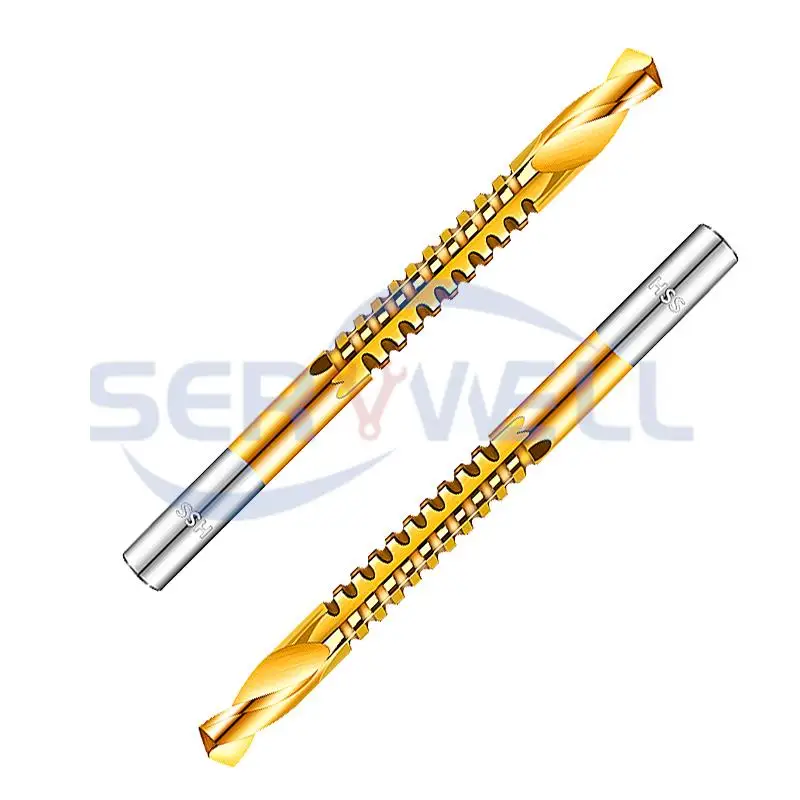 6 Chiếc/3/4/5/6/6.5/8Mm HSS Phủ Titan Thấy Bộ Mũi Khoan Xoắn Cắt Mặt Mộc Của Dụng Cụ WoodworkingReaming Khoan Khắc