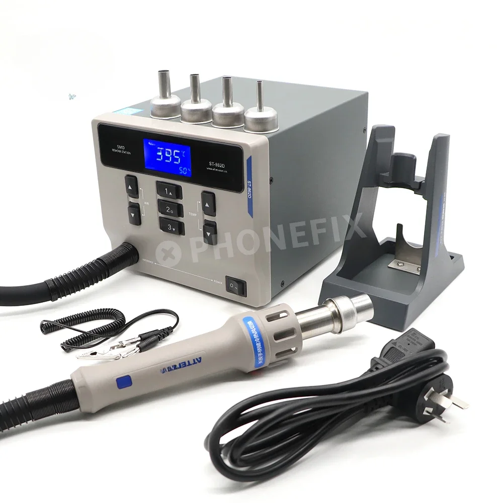 ATTEN St-862D Intelligent PCB Rework Station for PCB Chip Repair Digital Display Hot Air Gun BGA Soldering Station