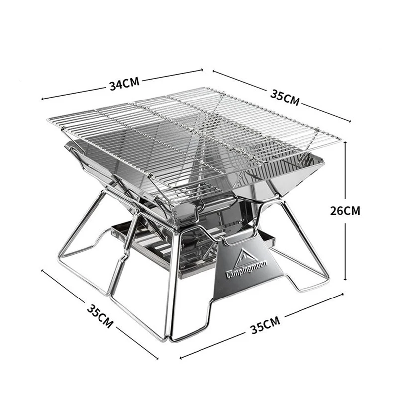 

Stainless Steel Portable Oven Folding BBQ Grill Rack Charcoal Stove Firewood Stove