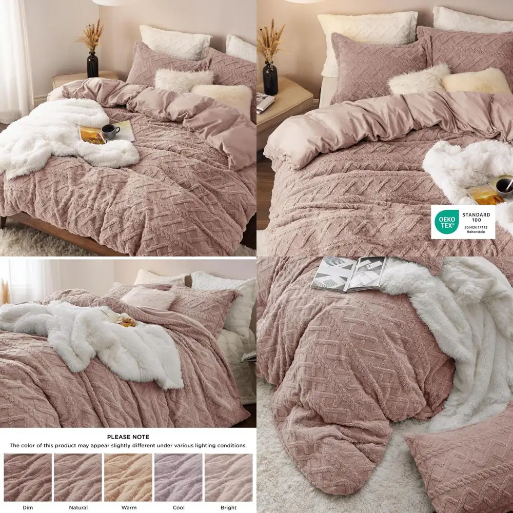 

Faux Fur Duvet Cover Set - Plush Comforter Cover King Size, Warm Bedding for Winter, 3-Piece Set with Matching Shams