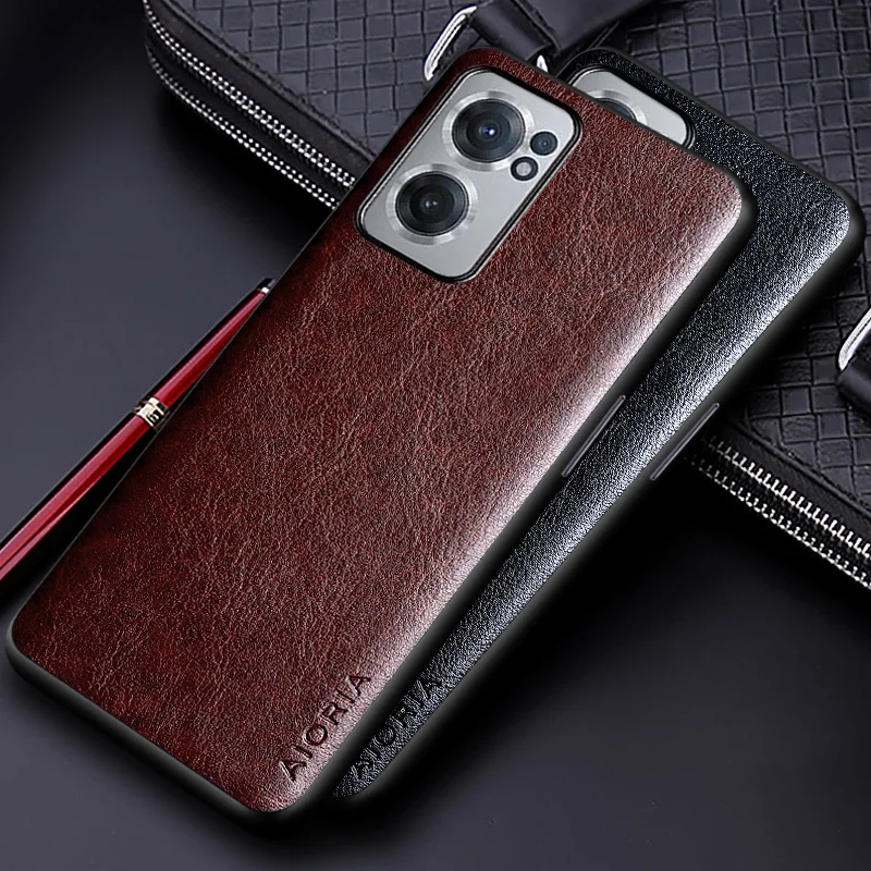 Funda de cuero PU de lujo para Oneplus Nord CE 2 5G, diseño de color sólido de negocios, funda suave y dura para PC, funda para oneplus nord ce2 5g