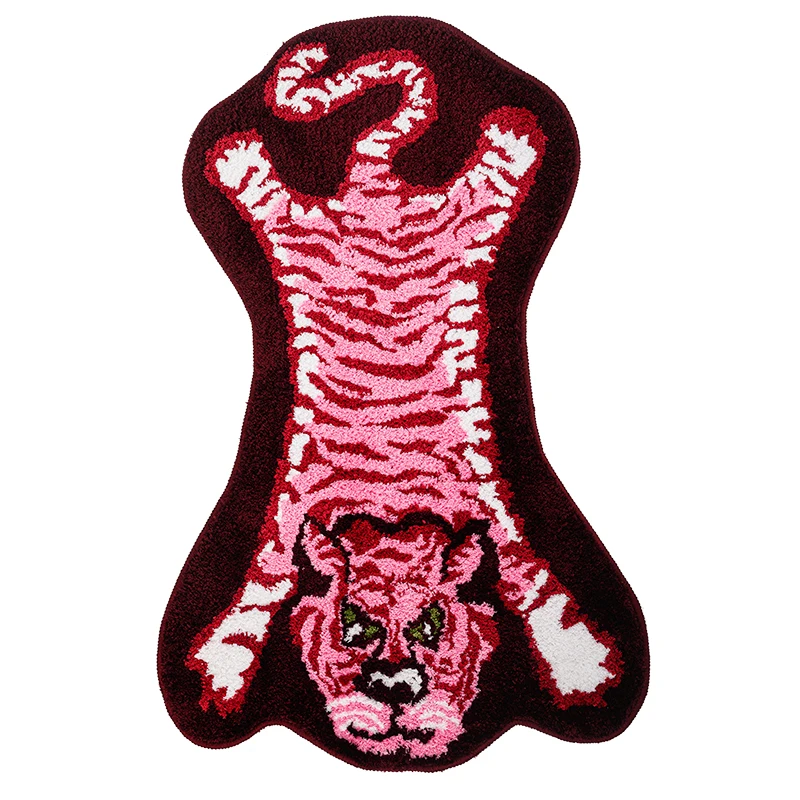 Imagem -03 - Tapete Adornado Tigre Rosa para Banheiro e Sala de Estar Tapete de Área Animal Bonito Tapete de Banho para Quarto de Criança Art Home Decor