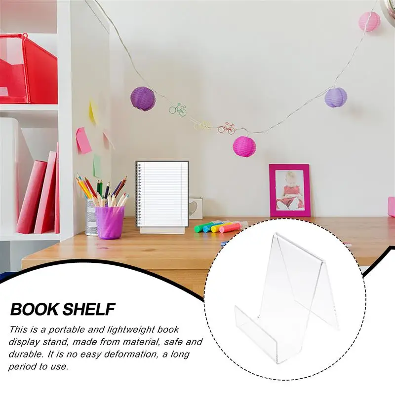 2pcs Book Display Stand Desktop Book Holder Transparent Acrylic Book Shelf Vertical Book Textbook Display Stand