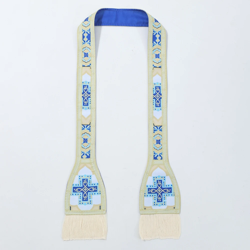 ملابس تونيك احتفالية دينية مع نمط متقاطع مرق ومزخرفة بشراشيب