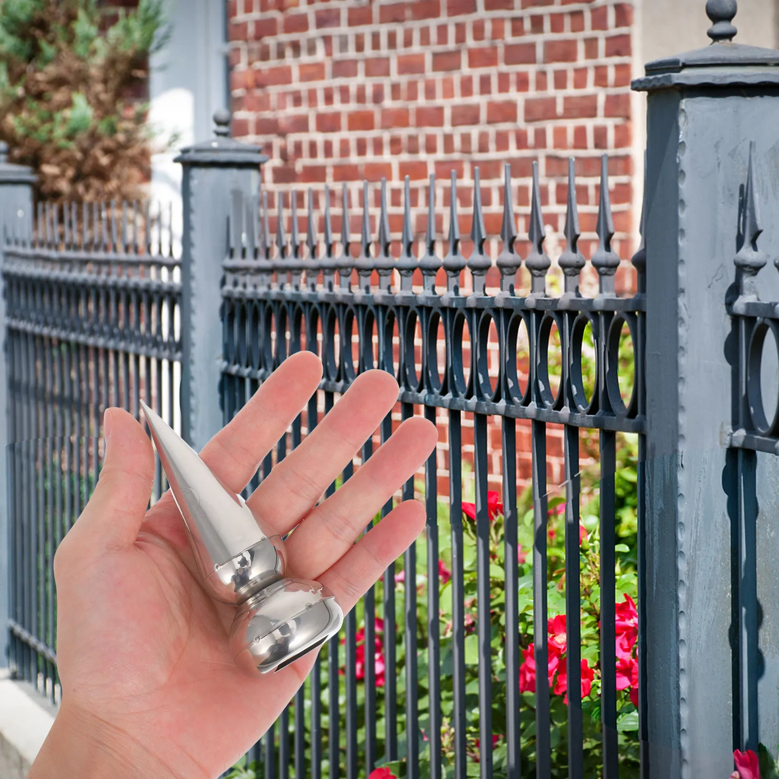 4Pcs Stainless Steel Square Tube Conical Spearhead Fence Finials Outdoor Decorative Fence Toppers for Garden Yard Railings