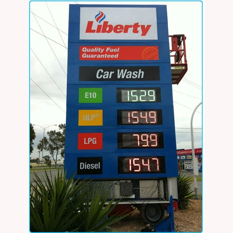 10 Inch Outdoor Digital Gas Station LED Sign 7-Segment Display Module in Yellow Red Green White Colors for Business Use