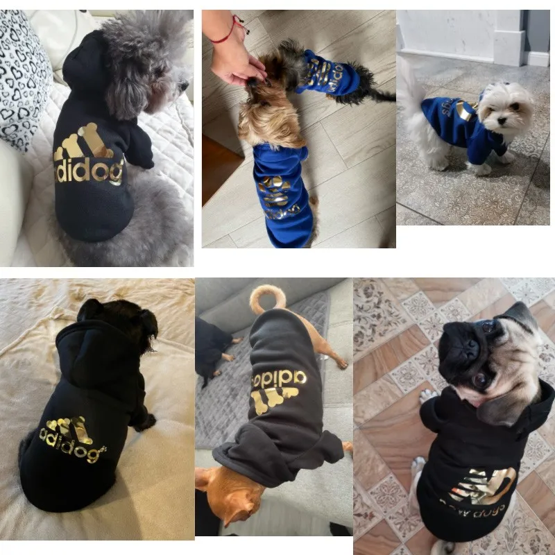 Pet Dog Clothes Winter Letters Warm Dogs Hoodies Metallic Luster Pattern For Puppy Small Medium Dogs Sweatshirt French Bulldog