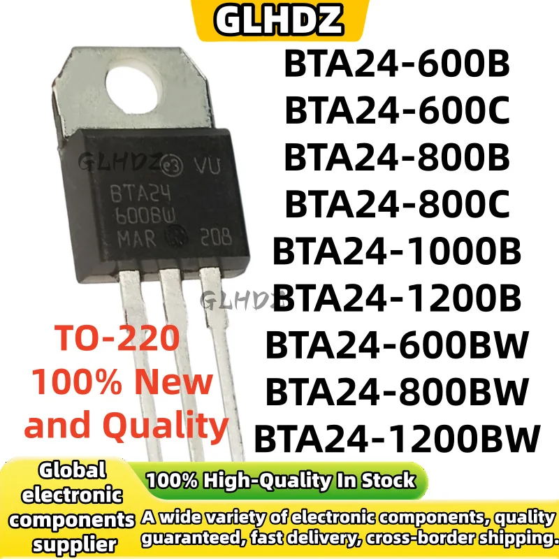 NEW 10pcs BTA24-600B BTA24-600C BTA24-800B BTA24-800C BTA24-1000B BTA24-1200B BTA24-600BW BTA24-800BW BTA24-1200BW TO-220