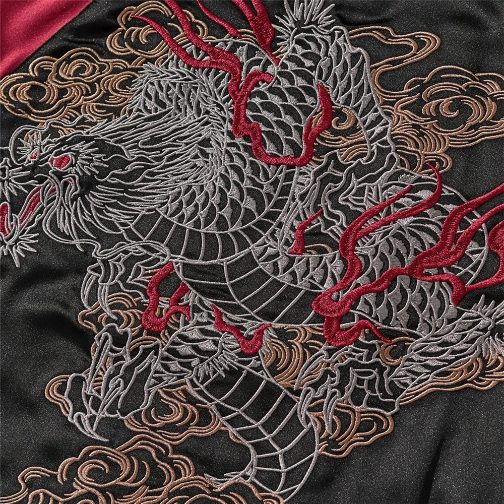 High Quality YOKOSUKA Chinese Style Dragon Embroidered Jacket Japanese Men Women Couple Boy Baseball Streetwear Harajuku Tops