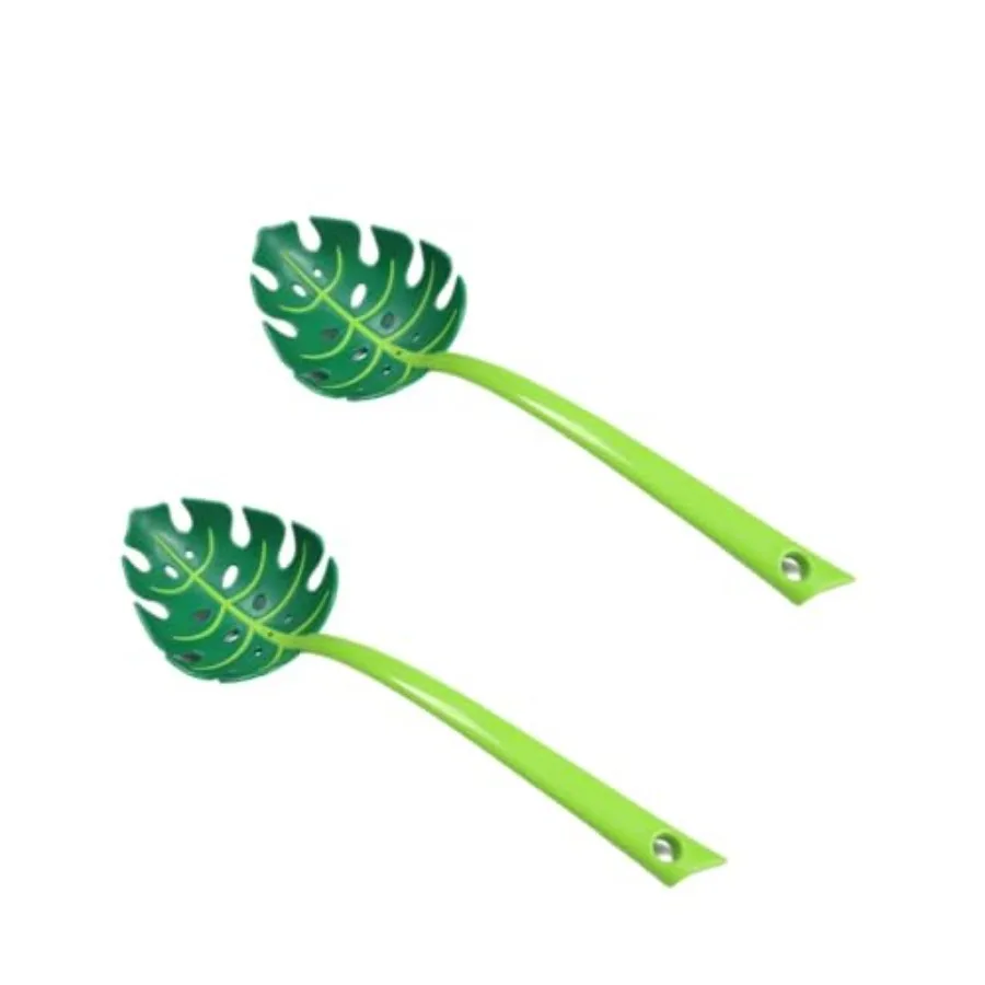 

2 Pcs Jungle Green Leaf Spoon - Turtle Back Leaf Spoon 11.8 ihes