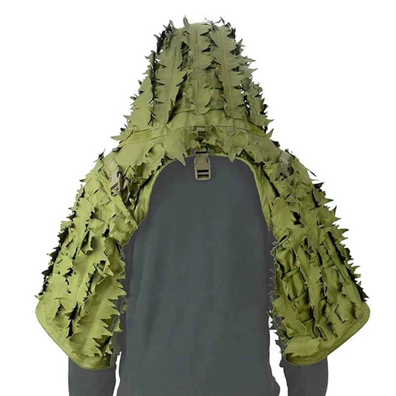 Taktischer Ghillie-Anzug, atmungsaktive Ghillie Viper Hood mit 3D-Blattstreifen, Scharfschützmantel für Wargame, Jagd, CS – Detail 8