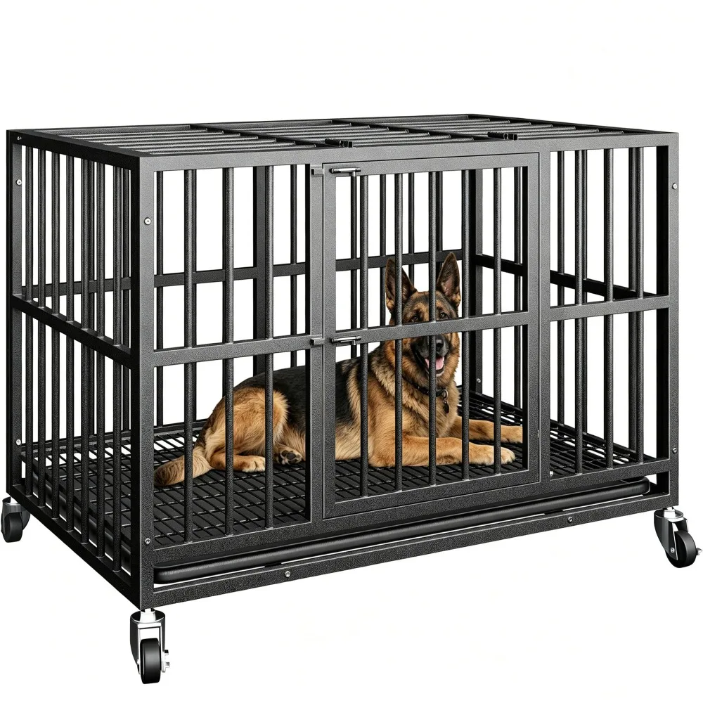 48 Inch Heavy Duty Dog Crate, Escape-Proof, Kennel for Large Dogs