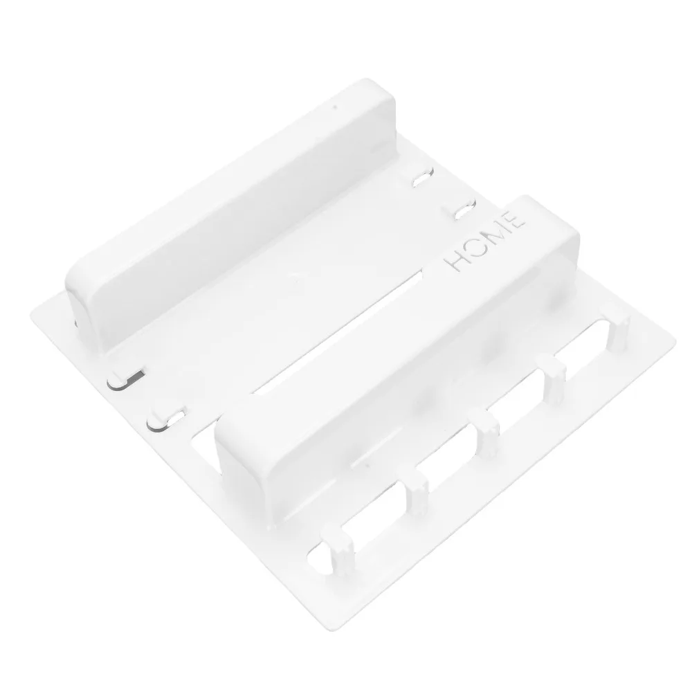 Self Stick Wall Mount Shelf Plastic 9.5x9.1in Adhesive Shelf Organizer With Cable Clips With Hooks Wall Organizer Shelf