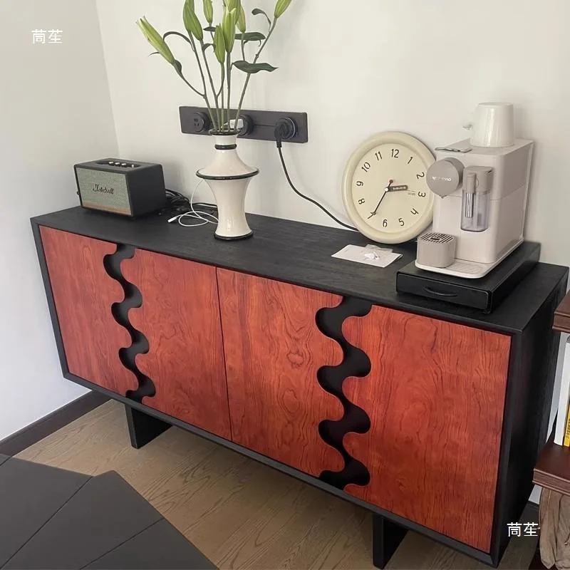 French retro solid wood dining side cabinet Middle antique living room porch side cabinet Storage cabinet Bedroom wall chest