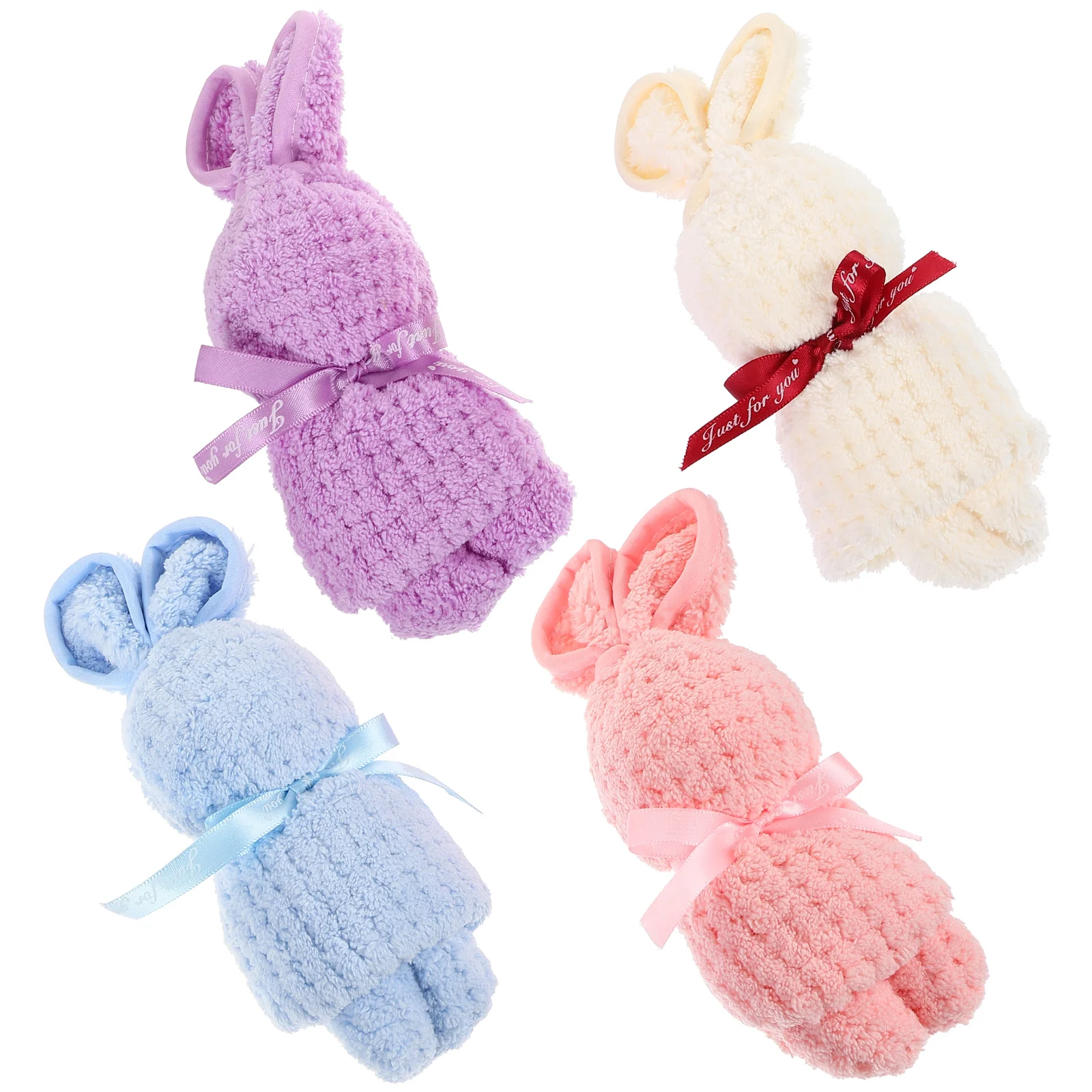 

4Pcs Cute Rabbit Towel Gift Set Breathable Non-Fading Bath Towels for Home Use Easter Celebration Decor