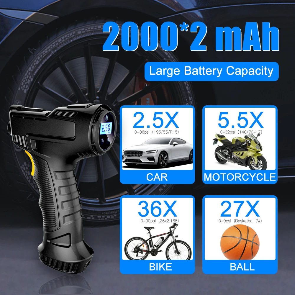 150PSI 120W Portable Digital Rechargeable Electric Air Pump ABS Automatic Car Compressor Wireless Tire Inflator Monitor - view 4