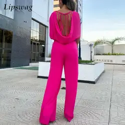 Casual Fashion Women Straight Pant Playsuit pendolare Lady elegante tuta Sexy senza maniche increspato Backless Party pagliaccetto tuta