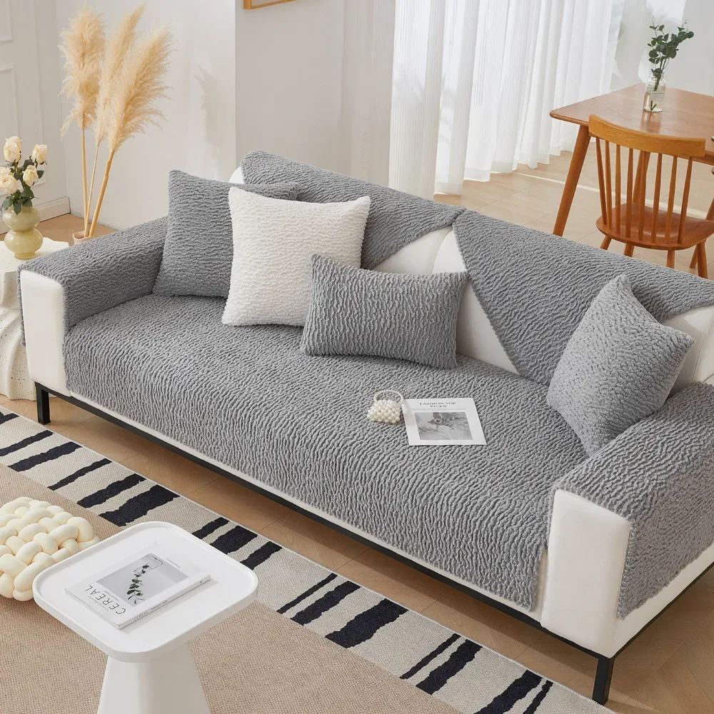 Chenille Sofa Cover Mat Four Seasons Universal Non-Slip Couch Slipcover L-shaped Sofa Towel Protector for Living Room