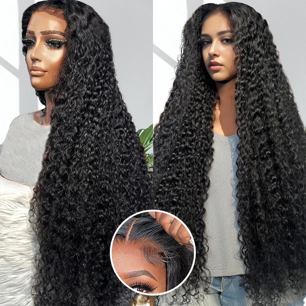 38 40 Inch Curly Glueless Wigs Human Hair Ready To Wear Deep Wave 7x5 13x4 Lace Front Wigs Brazilian 100% Human Hair Pre Plucked