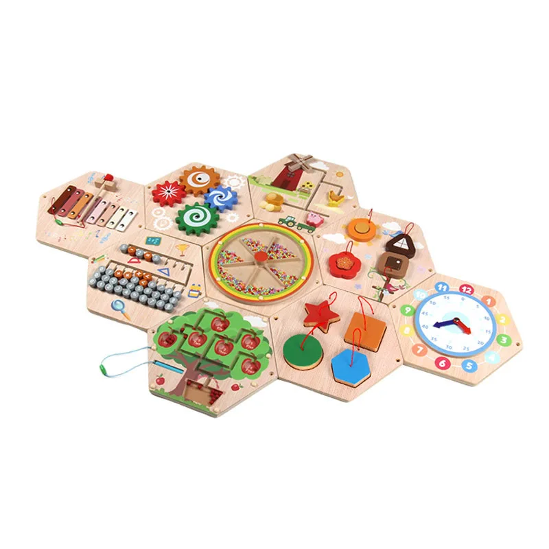 Children's hexagonal wall toys Multifunctional busy board games Hand-eye coordination Early education educational toys
