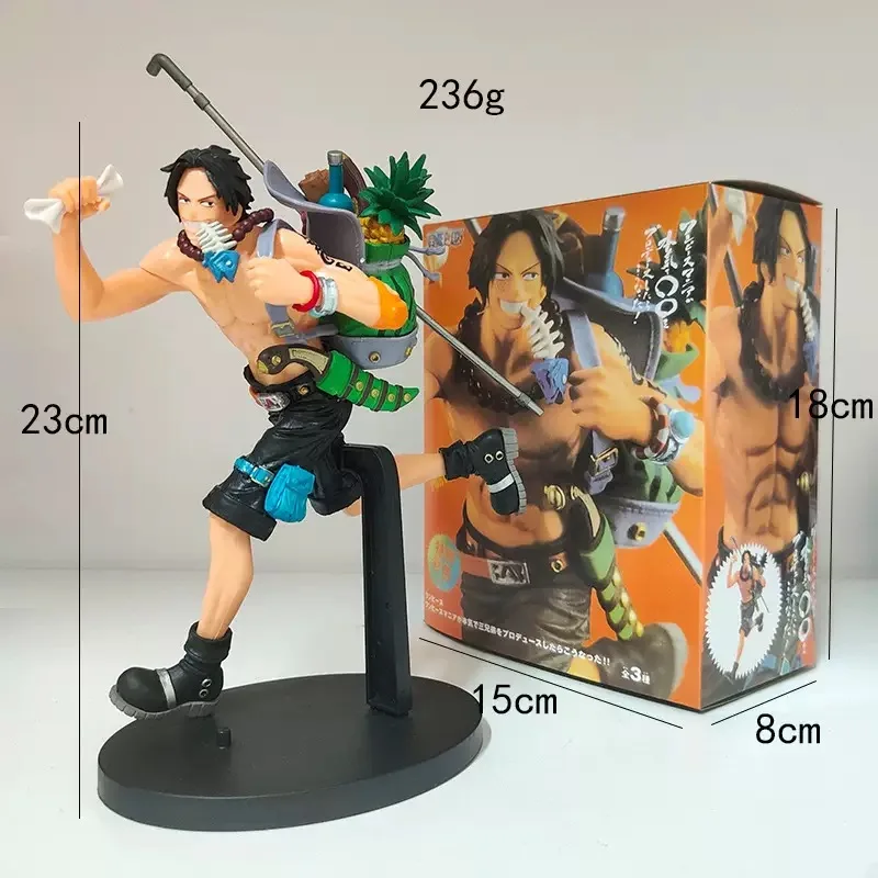 18CM Portgas·D· Ace Figur Anime ONE PIECE Three Brothers Run Desktop Golf Modell Spielzeug Geschenk Kunstwerk Sammlung Ornamente PVC