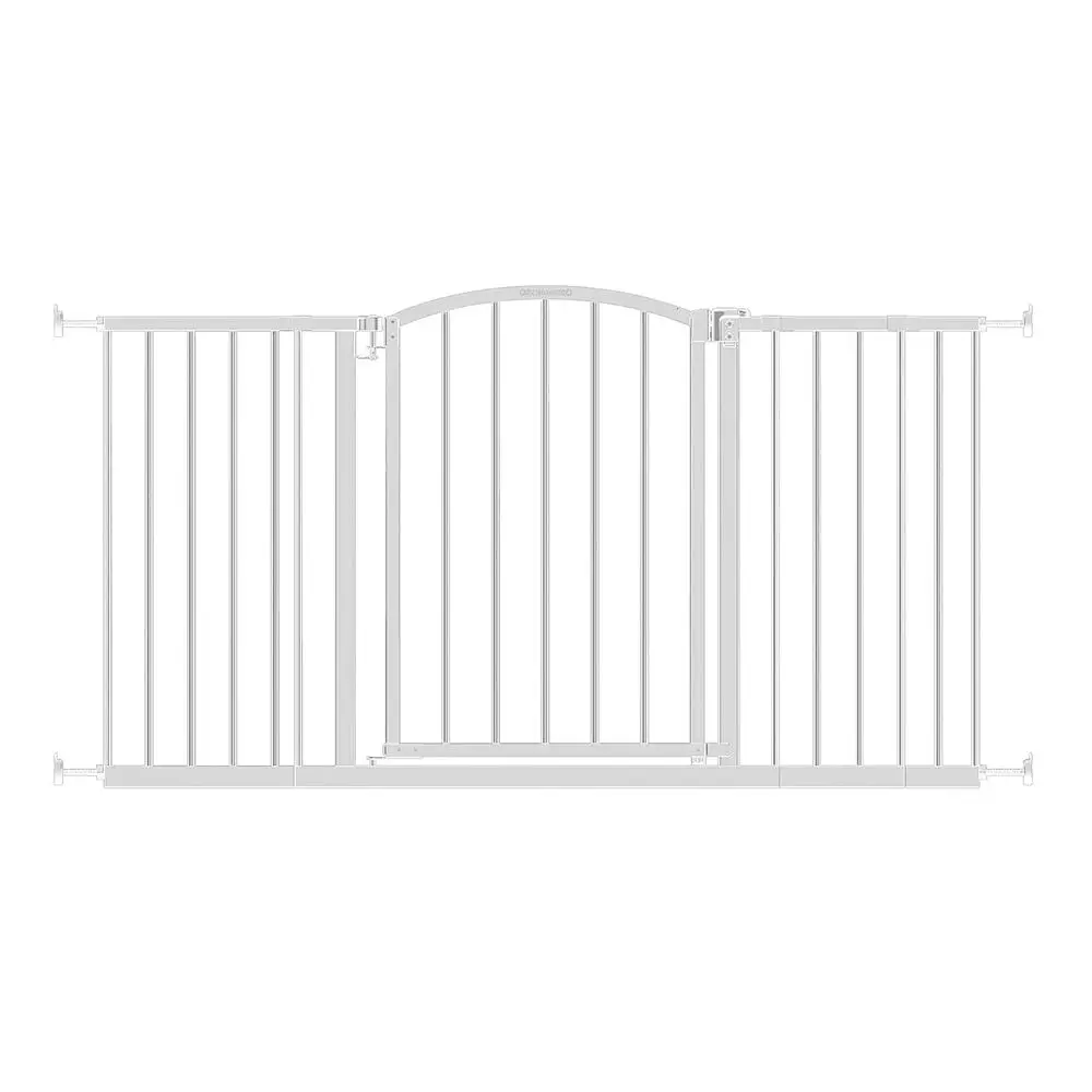 Deluxe Extra Wide Walk-Through Arch Dog Gate, its Openings 28-51.5” Wide, White Metal Dog Gate, or Doorways and Stairways, 27” T