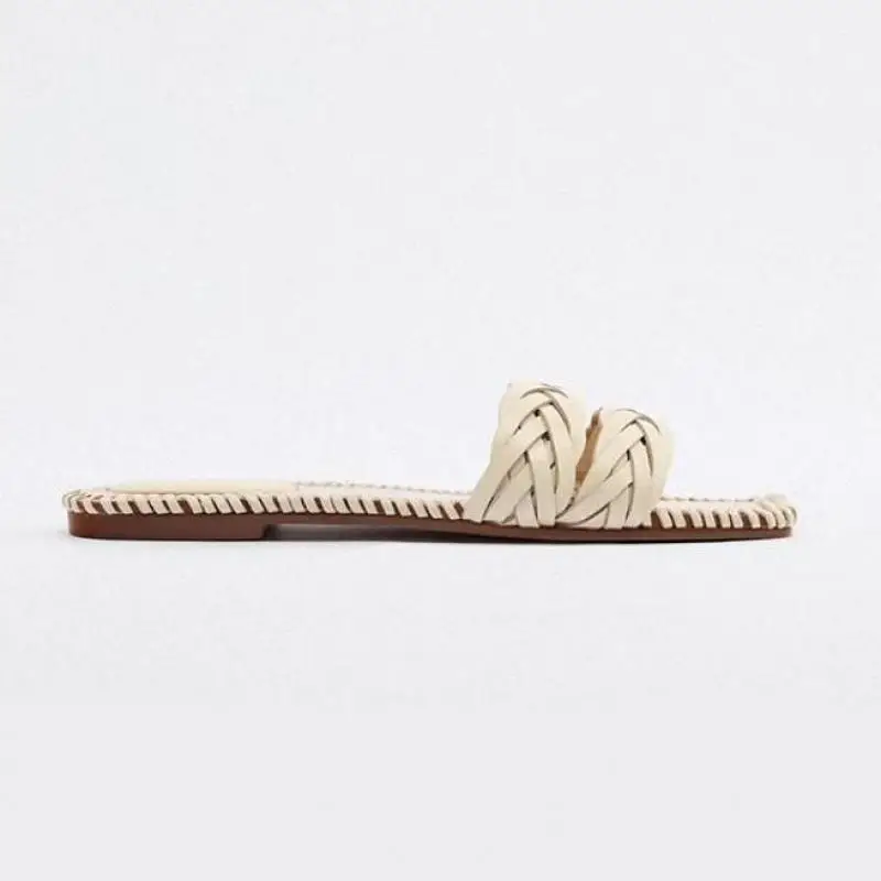 Fashion Ladies Flats Sandals Shoes 2026 Summer Flat Bottomed Slippers Women Bohemian Casual Sandalias Sexy Woven Slipper Slides