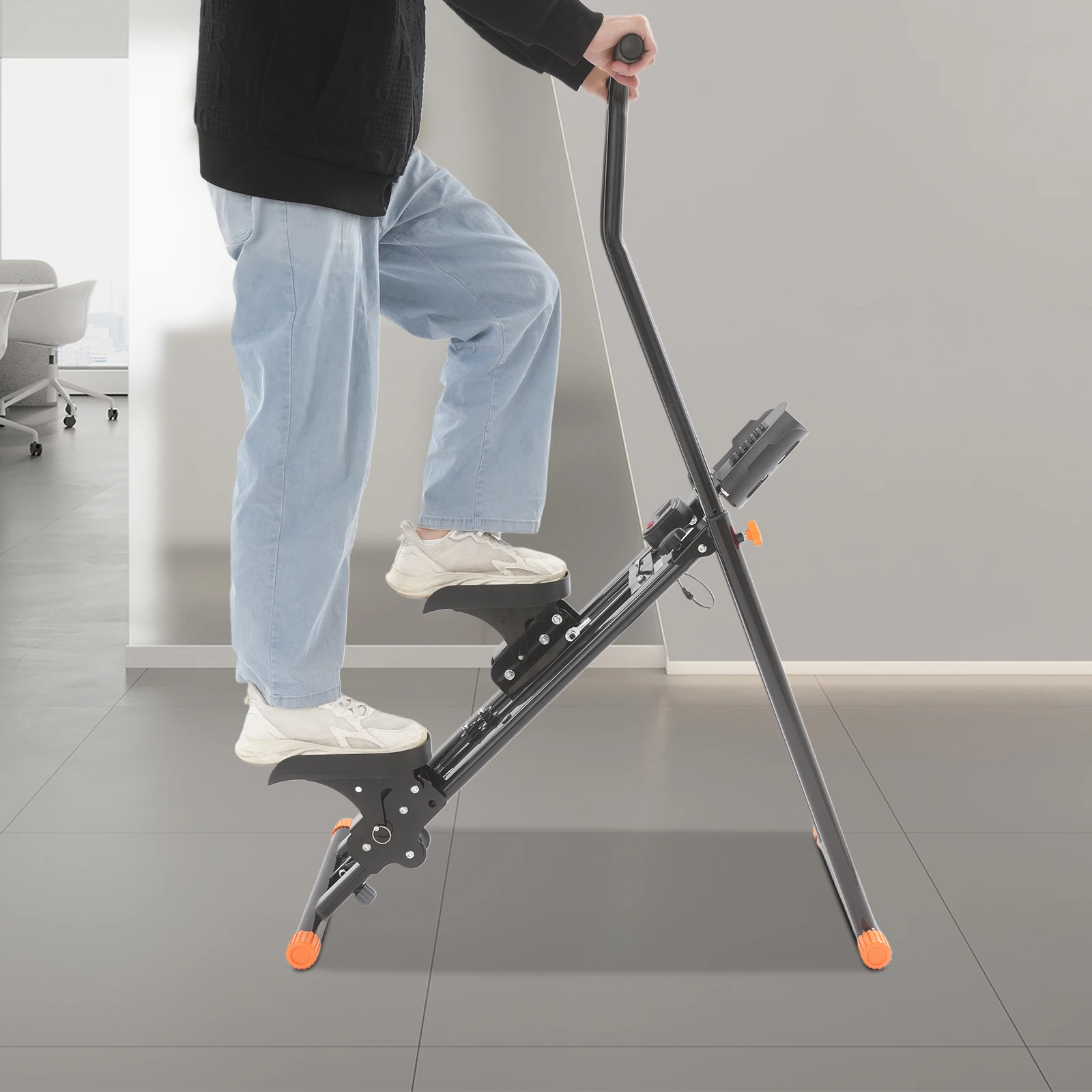 أداة سلالم من الفولاذ الأسود، أداة سلالم قابلة للطي مقاس 56*85*133 سم لصالة الألعاب الرياضية المنزلية #3