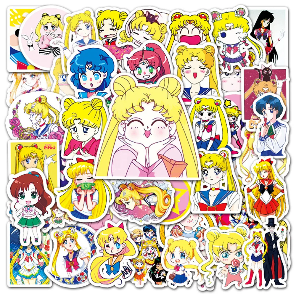 10/30/50/100pcs Anime Sailor Moon Stickers for Kids Graffiti Laptop Skateboard Water Bottle Motorcycle Cartoon Sticker Toy Decal