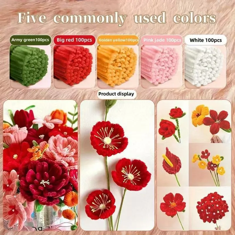 Chenille Stems 30cm Pipe Cleaners Craft Supplies DIY Art Handmade Flower Making image 5