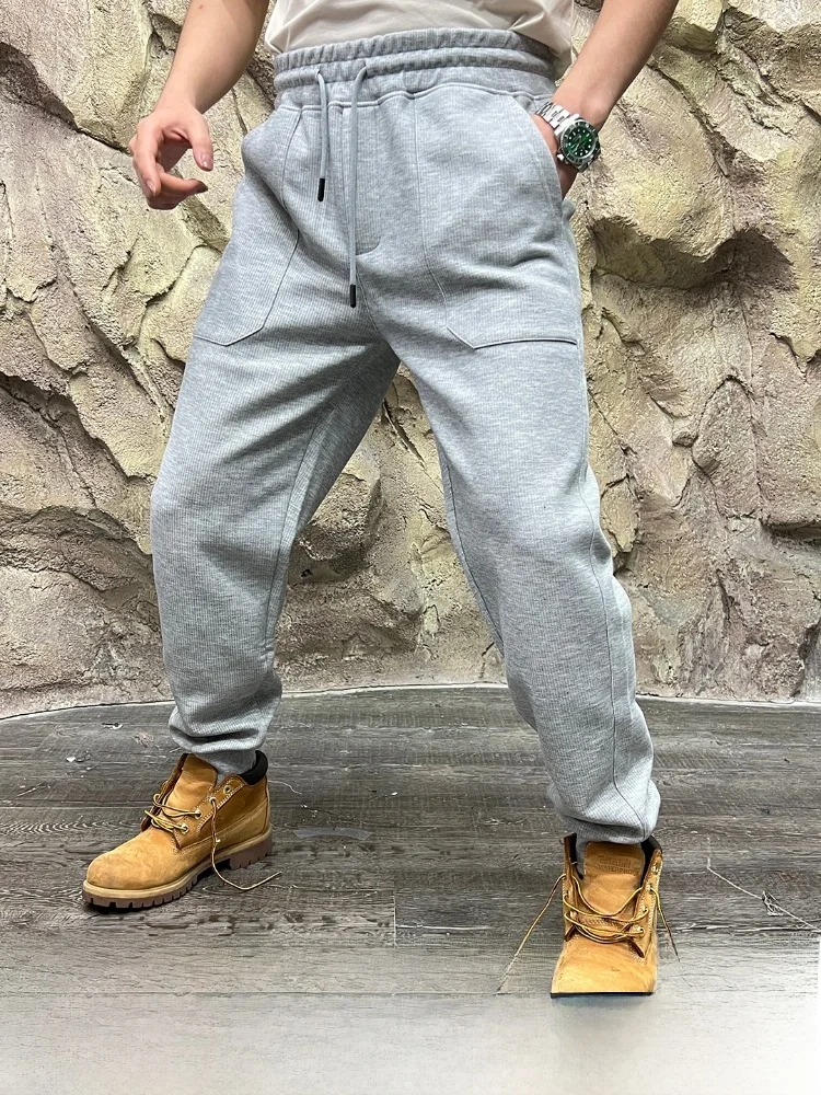

Men's Casual Knitted Roman Cloth Sweatpants Breathable Loose Fit Straight Leg Pants Autumn Season Faionable Spor Sle