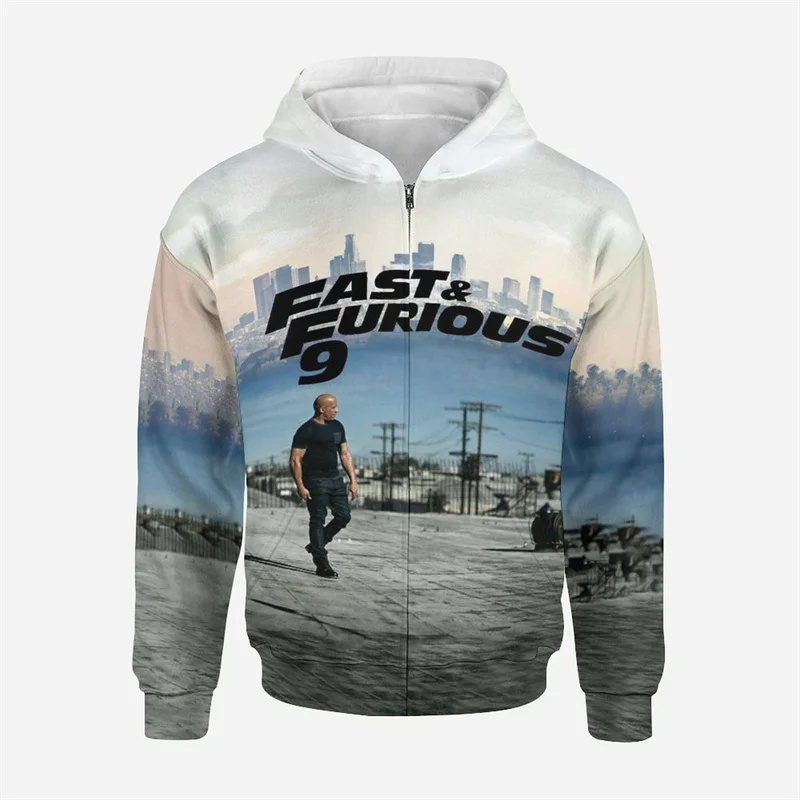 Fast & Furious 3D Print Men Children Zip Hoodie Streetwear Hot Selling Road Racer Style Spring And Autumn Jacket Sweatshirt