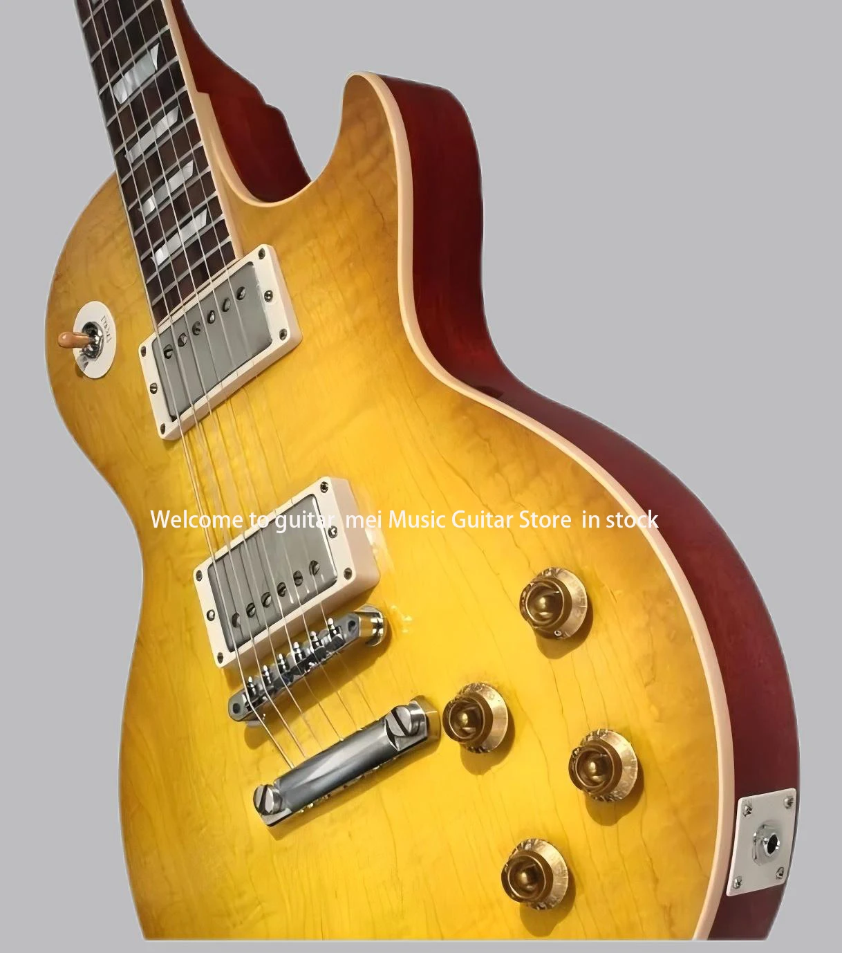 Rare Solid Maple Top Custom Shop Guitar 1958 Plain VOSLemon Burst One piece Neck with ABR 1 TUNE O MATIC BRIDGE Electric Guitar