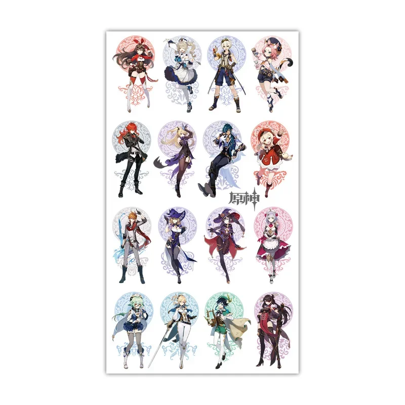 New Game Impact Sticker Cosplay Prop Anime Xiao Venti Hu Tao Klee Zhongli Diluc Ganyu Accessories Waterproof Tattoo Stickers