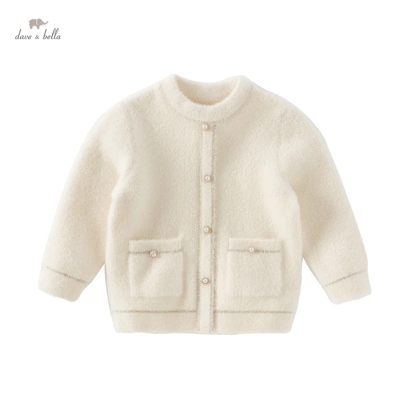 Dave Bella 2024 New  Winter Girls Baby Children Top Knitted Sweater Pullover Fashion Casual Sweet Cute Gentle Knitwear DB4243960