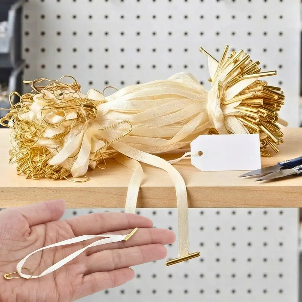 300pcs Reusable Cream Hang Tag Ribbons with Pins for Clothes, Boutique Clothing, Handmade Gift Tags YMY
