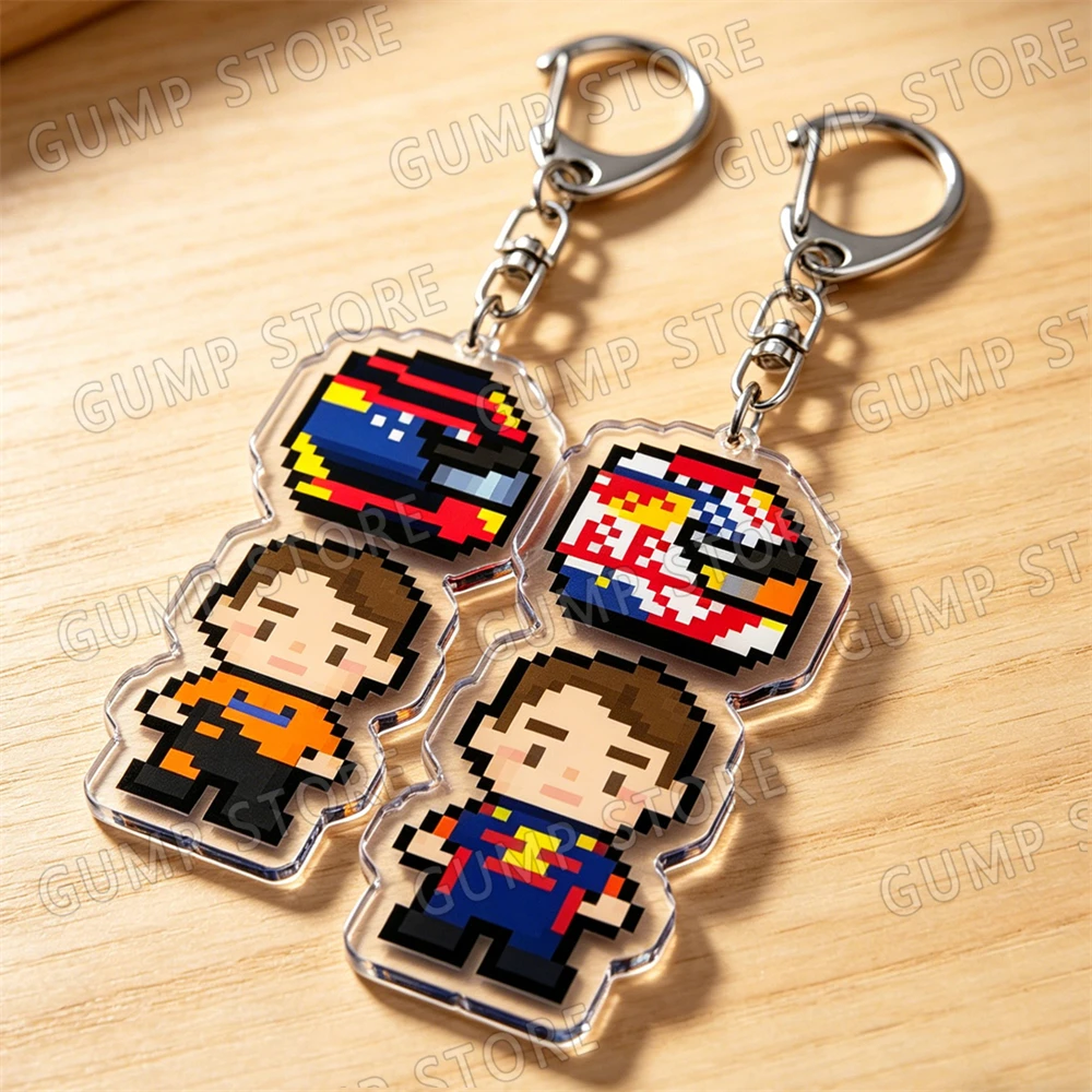 Fast Furious Pixel Racing Car Keychains for Accessories Bag Keyrings Sport Car Helmet Driver Player Fans Friends Gifts