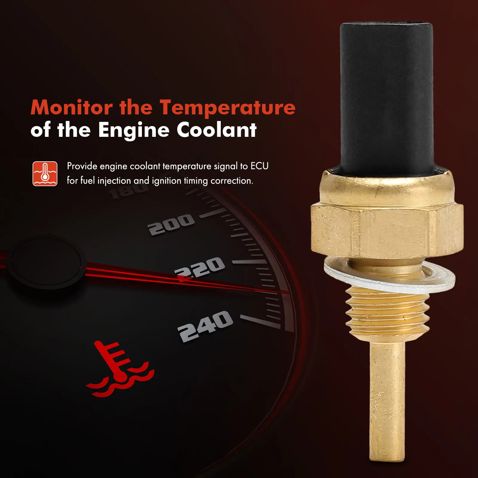 Engine Coolant Temperature Sensor with 2-Pin for Buick Cadillac Chevrolet GMC 25186240