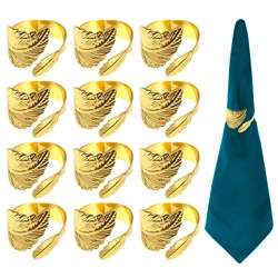 12pcs Leaf Shape Napkin Rings For Anniversary Birthday Christmas Easter Fall Halloween Thanksgiving Party Table Setting