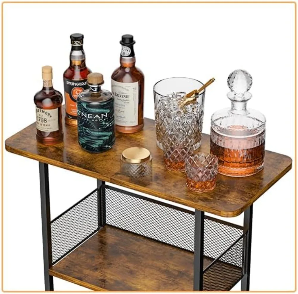 3-Tier Freestanding Wine Rack with T-Shaped Countertop: Space-Saving Corner Display for Bottles and Barware