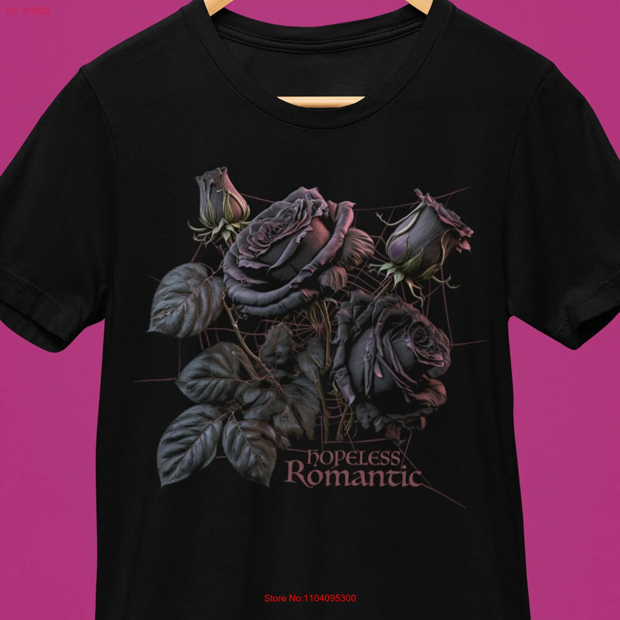 Black Roses Goth Style  T Shirt Hopeless Romantic Aesthetic Alternative Styles long or short sleeves