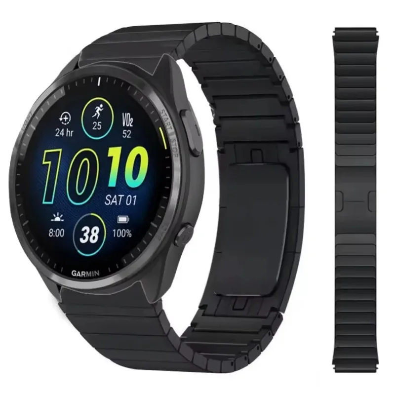 22 mm Luxus-Edelstahlarmband für Garmin Forerunner 965 570 265/255 970, offizielles Metallarmband mit Schnalle für Garmin Venu 4/3/2